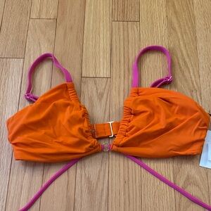 Shade & Shore Orange and Pink Bikini Top